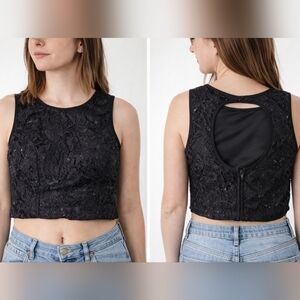 Jodi Kristopher Black Lace Crop Top